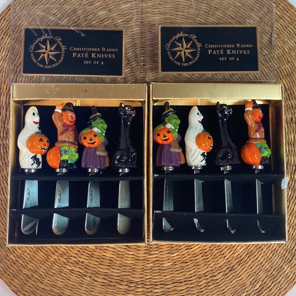 CHRISTOPHER RADKO Halloween Set Of 4 Pate Knives 2 Sets New in Box - Picture 4 of 9